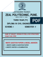 Zeal Polytechnic, Pune.: Third Year (Ty) Diploma in Civil Engineering Scheme: I Semester: V