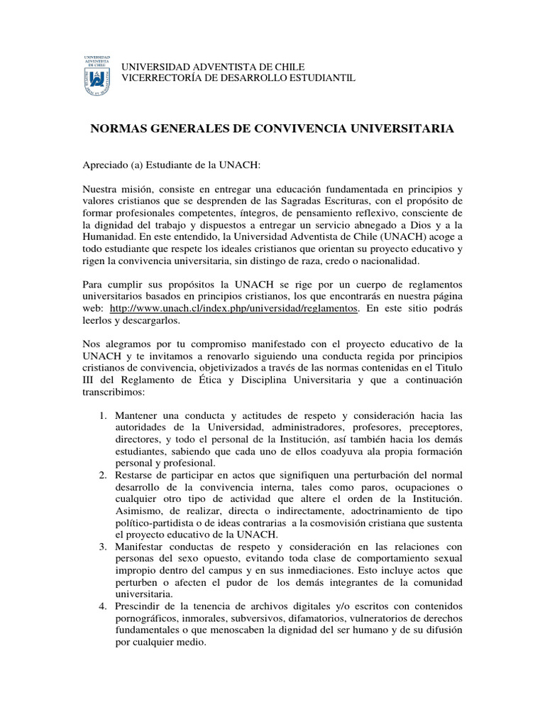 Normas de Convivencia 2 | PDF | Salud y bienestar