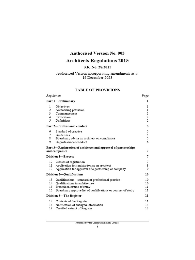 Architects Regulations 2015 Overview | PDF | Architect | Voting
