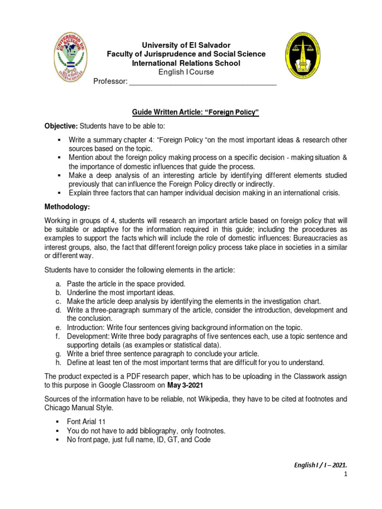 Foreign Policy Article Guide | PDF | Information | Paragraph