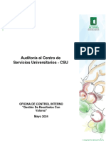 Informe Auditoría Interna Al Centro de Servicios Universitarios - CSU