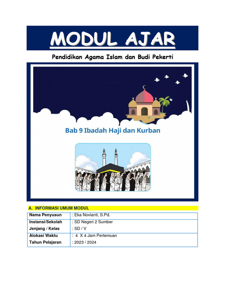 Modul Ajar PAI Kelas 5 Semester 1 | PDF