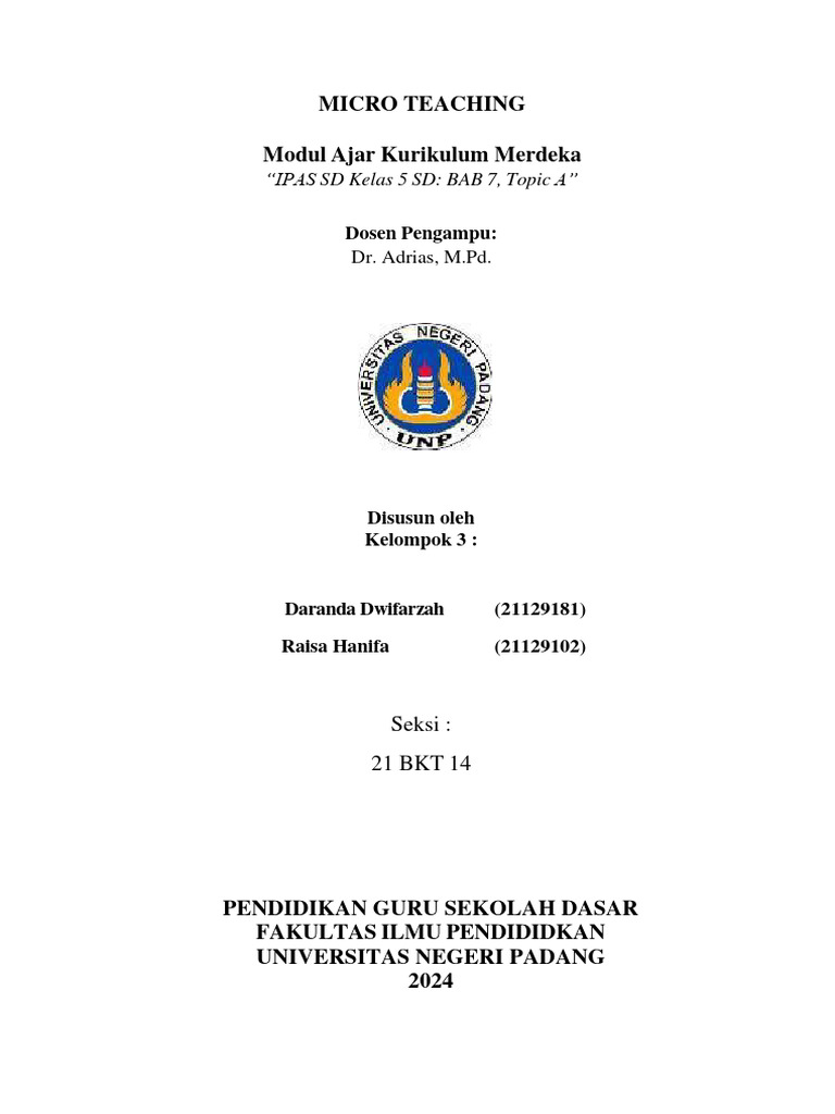 Klp3 Modul Ajar Kls 5 Bab 7 Topik A Miching Pdf