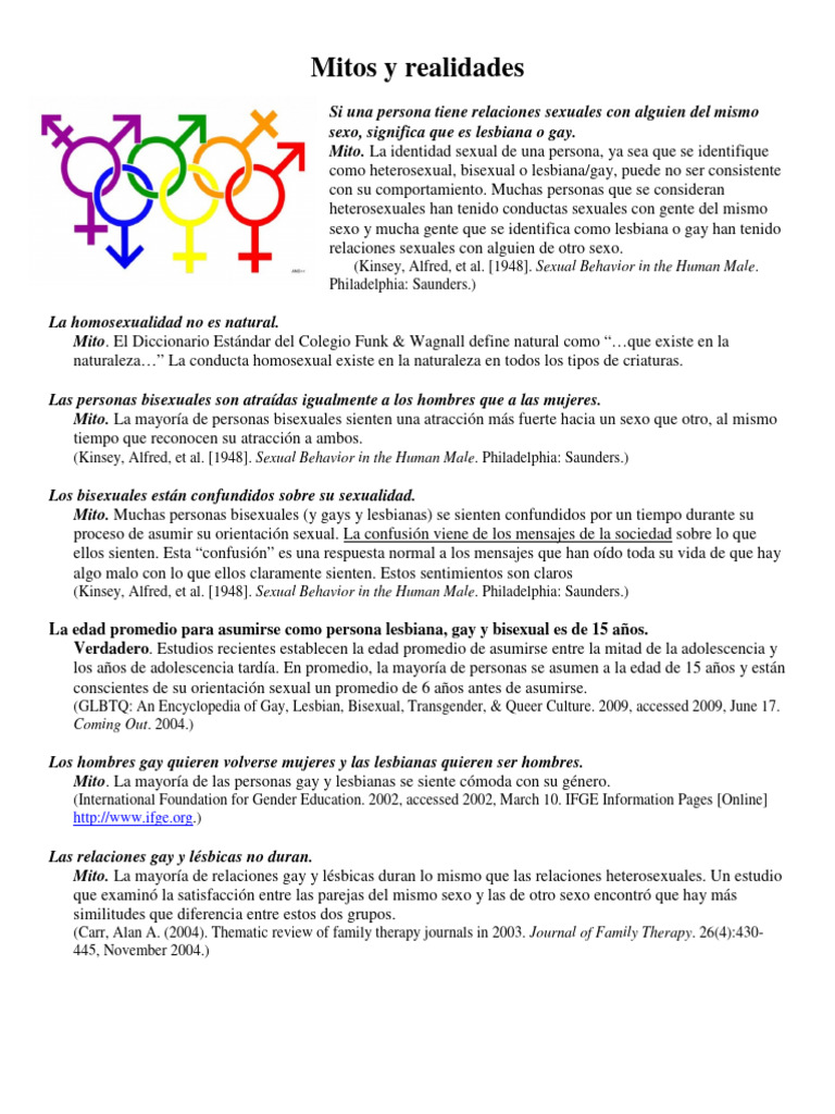 Mitos y realidades sobre la sexualidad LGBT | PDF | Bisexualidad ...