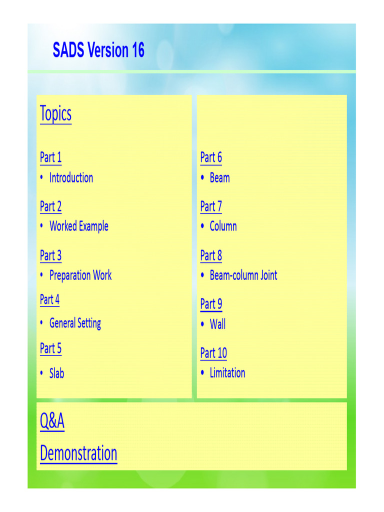 Sads16 tutorial class training materials pdf beam structure bending
