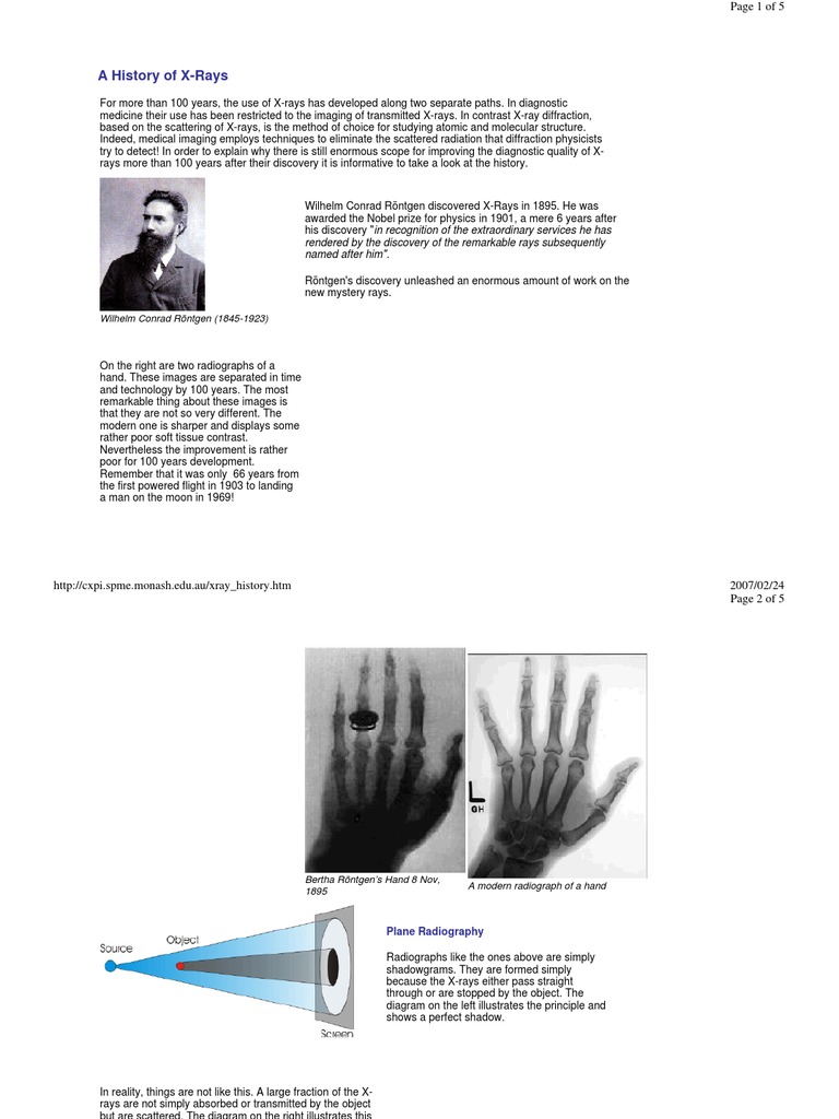 Xray History PDF X Ray Crystallography Radiography