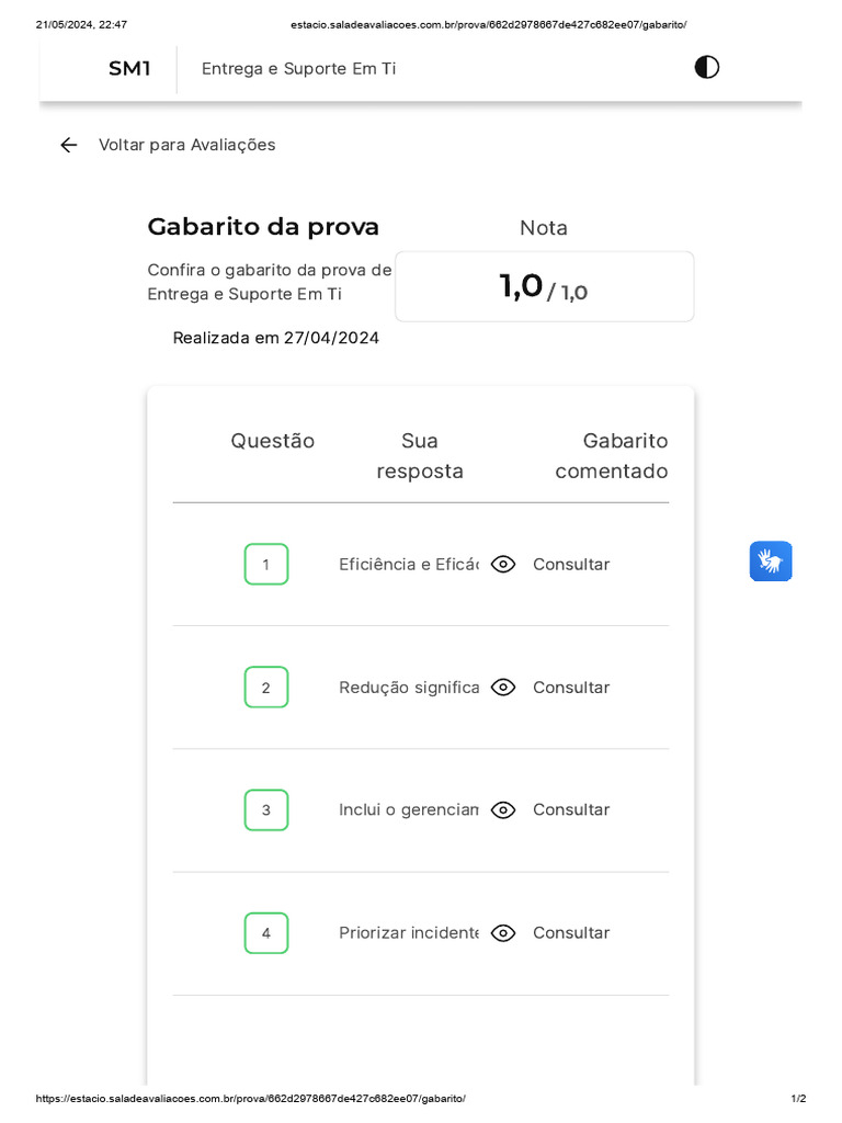 Gabarito da Prova de TI - Entrega e Suporte | PDF