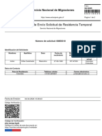 Comprobante de Envío Solicitud de Residencia Temporal: Servicio Nacional de Migraciones