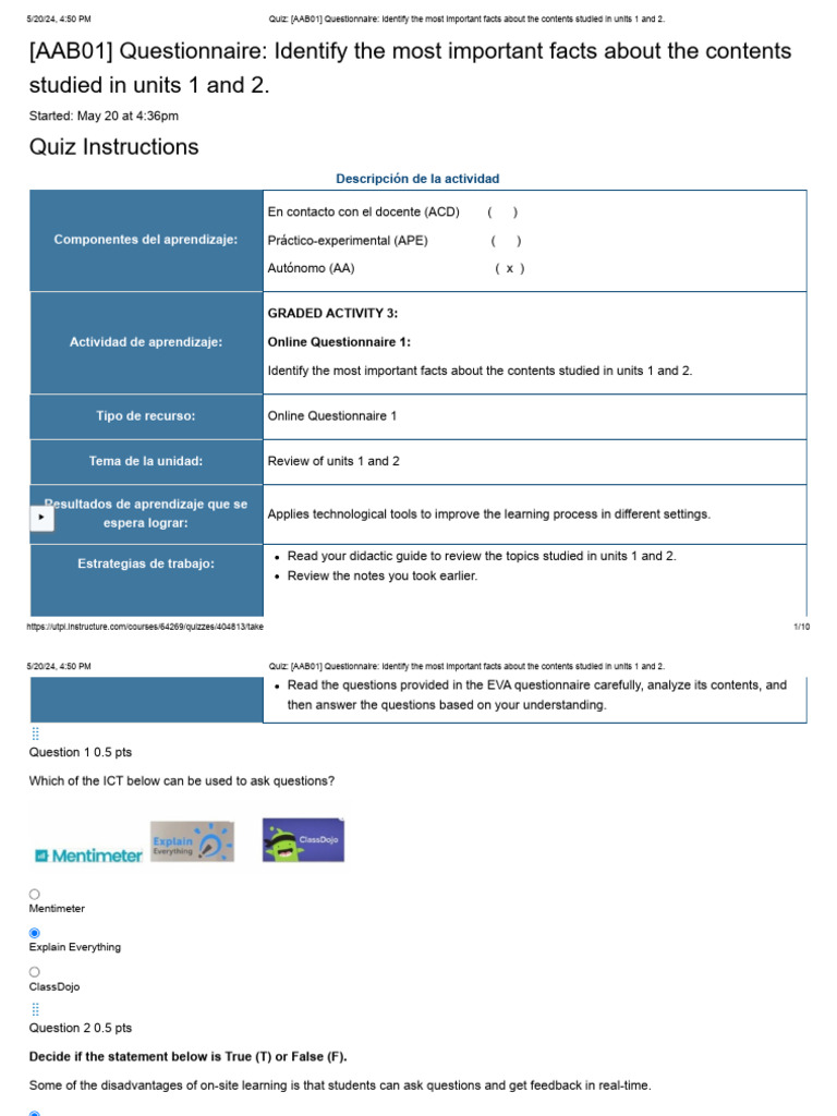 Quiz - (AAB01) Questionnaire - Identify The Most Important Facts About ...