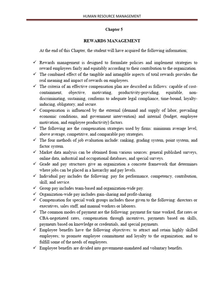 Module Bacc401 Human Resource Management Chapter 5 | PDF | Cost Of ...