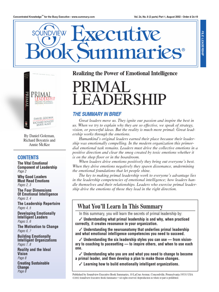 02 Goleman - Primal Leadership | PDF | Leadership | Emotions