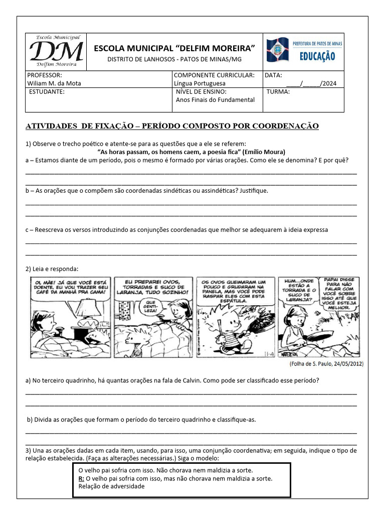 Atividade - Período Composto Por Coordenação | PDF