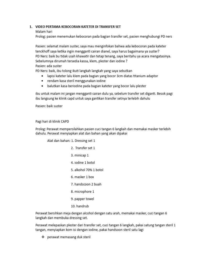 Cara Mengatasi Kebocoran Transfer Set CAPD | PDF