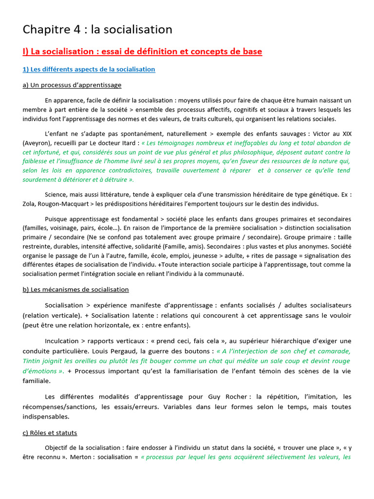 Comprendre la socialisation humaine | PDF | Socialisation | Intégration ...