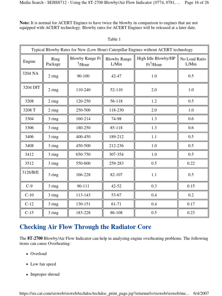Blowby Specification CAT PDF Engines Internal Combustion Engine