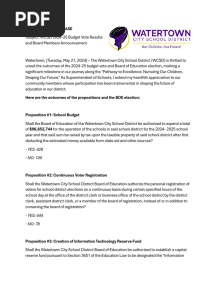Watertown City School District - Budget Results 