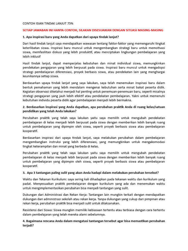 Contoh isian tindak lanjut 75 pdf