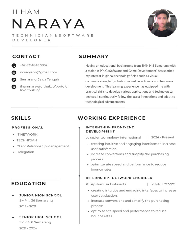 Ilham Naraya: Front-End Developer Profile | PDF