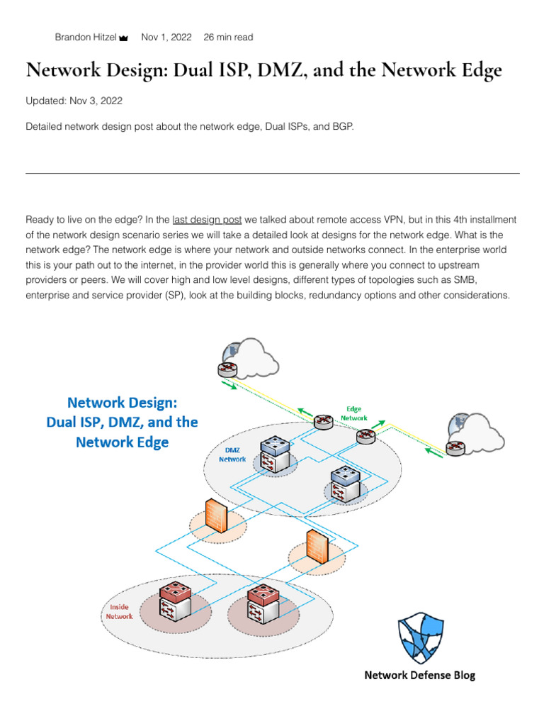 Dual ISP Network Edge Design Guide | PDF | Computer Network | Router ...