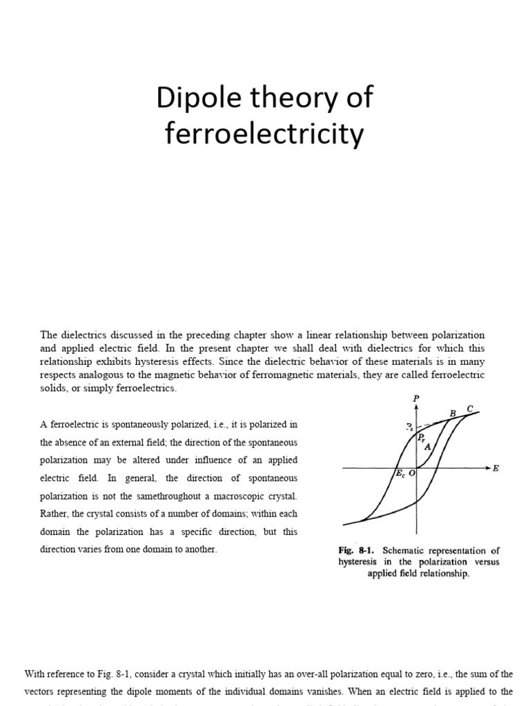 Dipole Theory of Ferroelectricity | PDF | Ferroelectricity | Dielectric