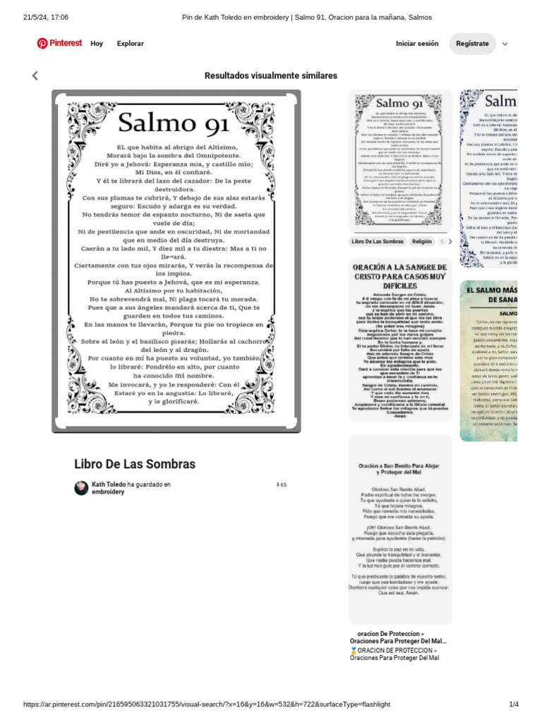 Pin de Kath Toledo en Embroidery - Salmo 91, Oracion para La Mañana ...