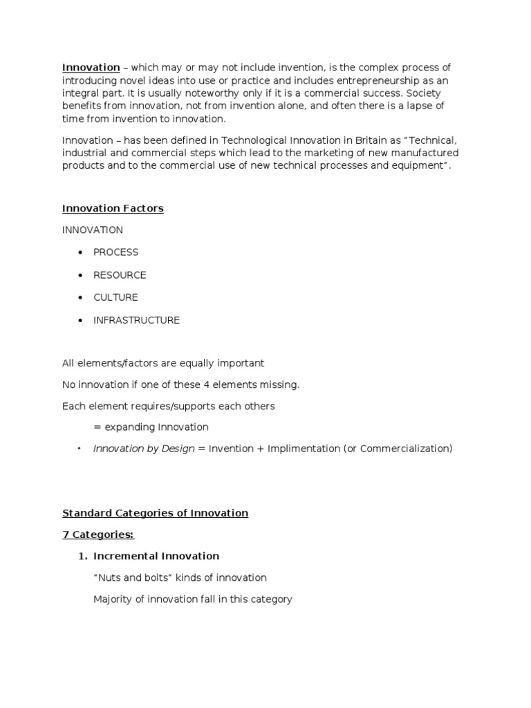 Key Factors and Types of Innovation | PDF | Innovation | Modularity