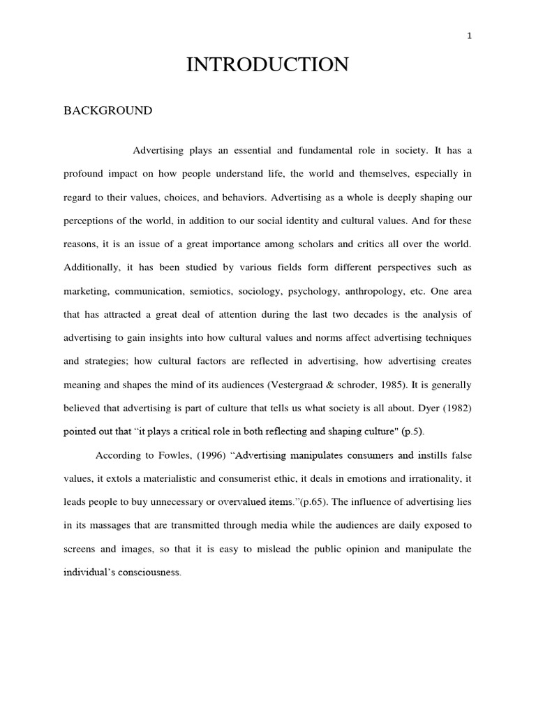 Introduction And Review Of Lit Pdf Advertising Mass Media