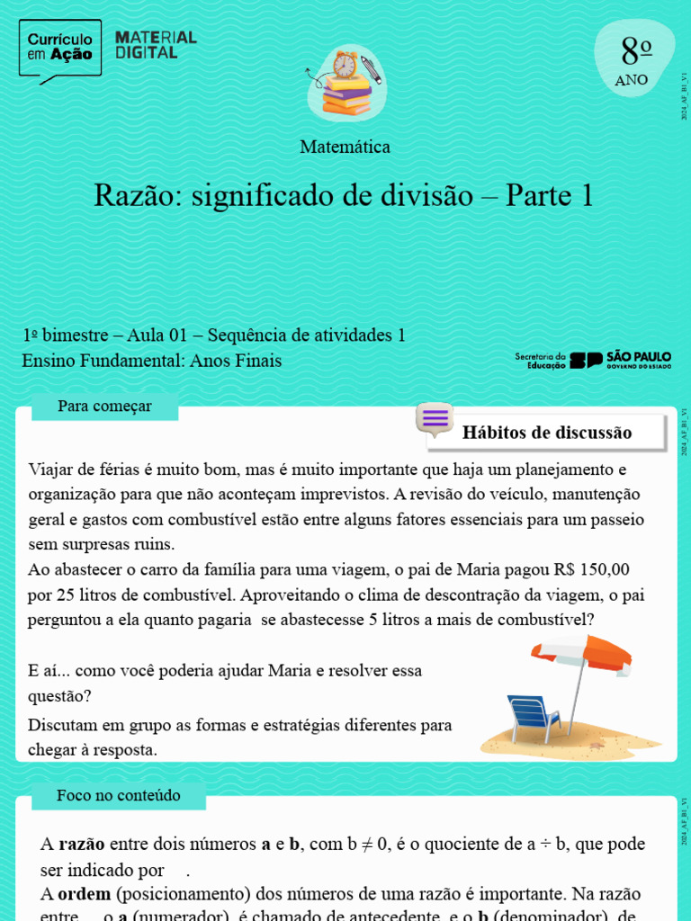 Significado de Razão em Matemática | PDF | Razão/Proporção | Matemática