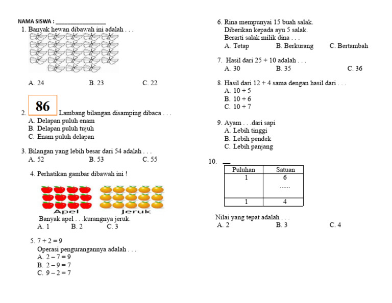 Ulangan MTK 2 | PDF