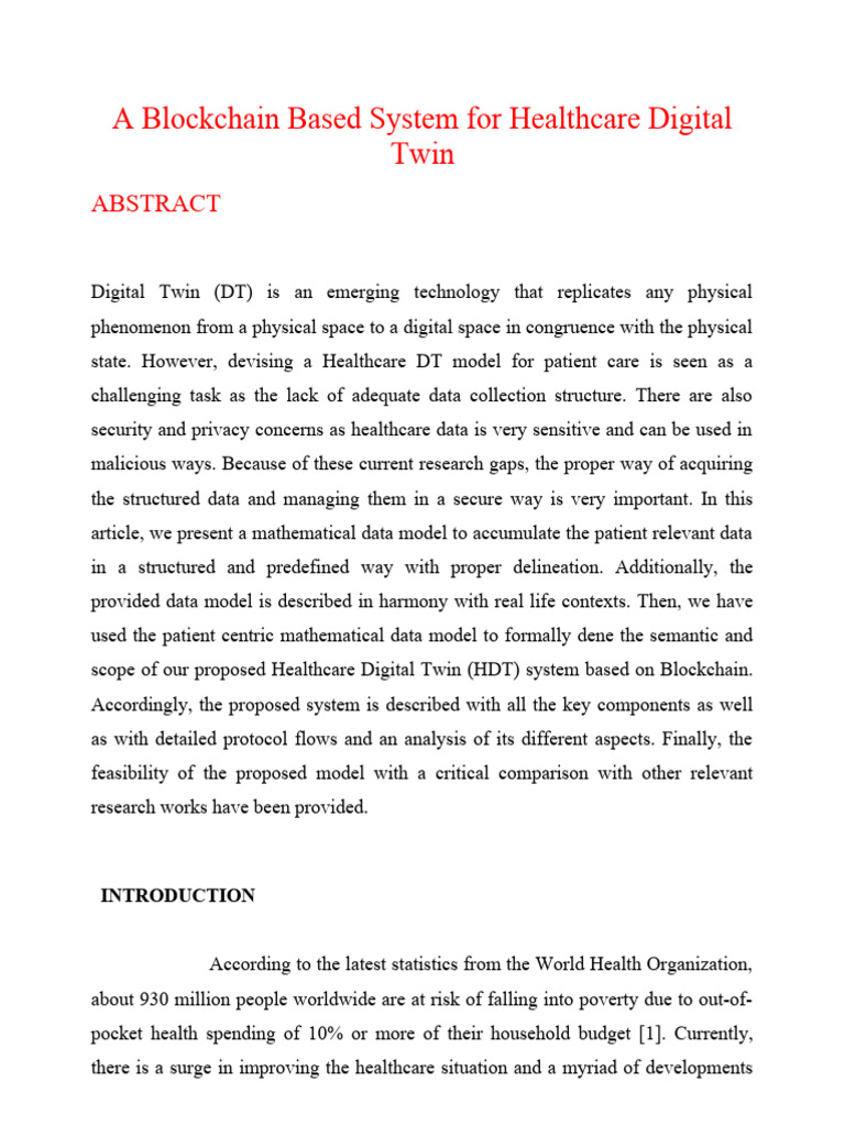 Blockchain Healthcare Digital Twin System | PDF | Internet Protocols ...
