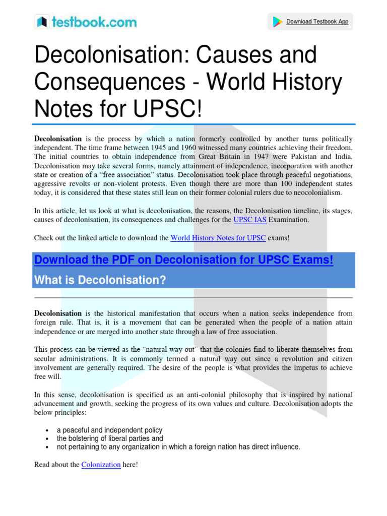 Decolonisation: Key Causes and Timeline | PDF | Decolonization ...