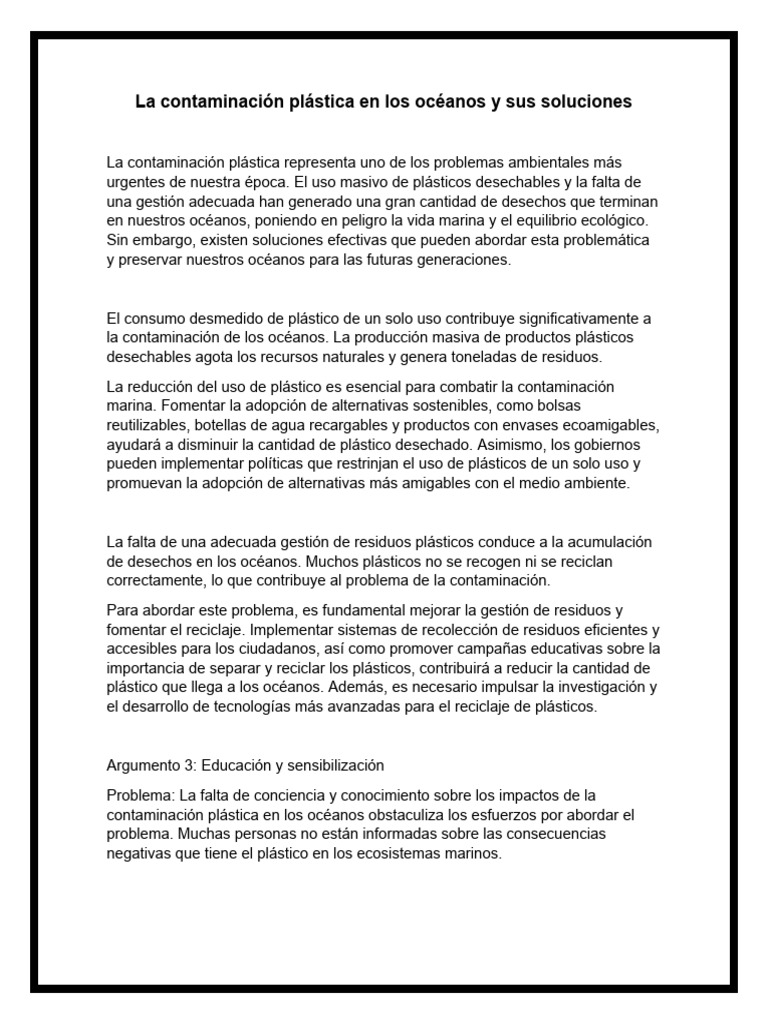 Contaminacion Plastica en Los Oceanos | PDF | Residuos | El plastico