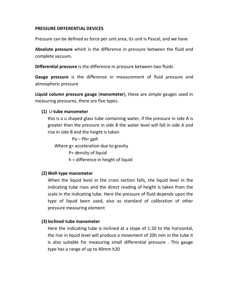 Pressure Differential Devices | PDF | Science & Mathematics