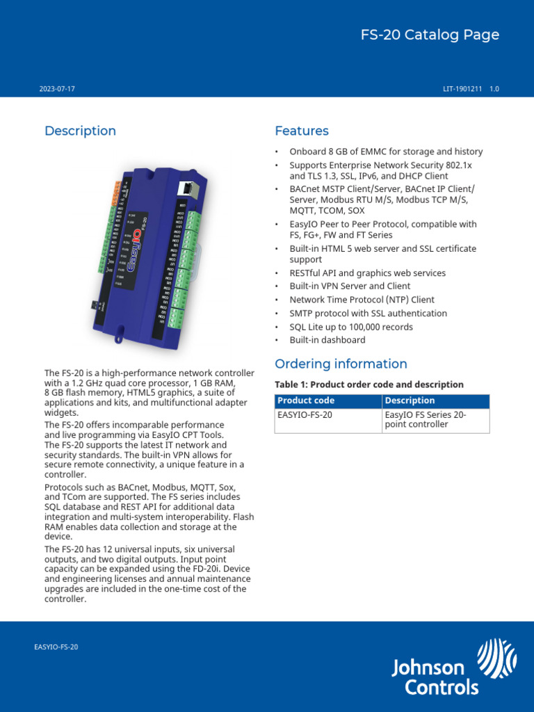 Honeywell FS20 COntroller Download Free PDF Transport Layer