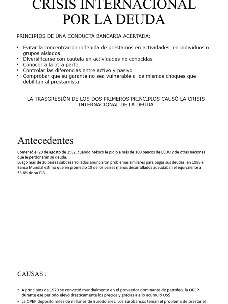 Crisis de la Deuda Internacional: Causas y Soluciones | PDF | Deuda ...