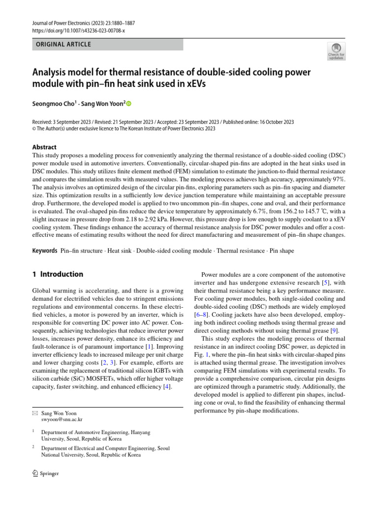 Analysis Model For Thermal Resistance of Double Sided Cooling Power ...