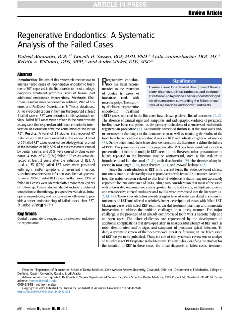 Failed pdf human tooth systematic review