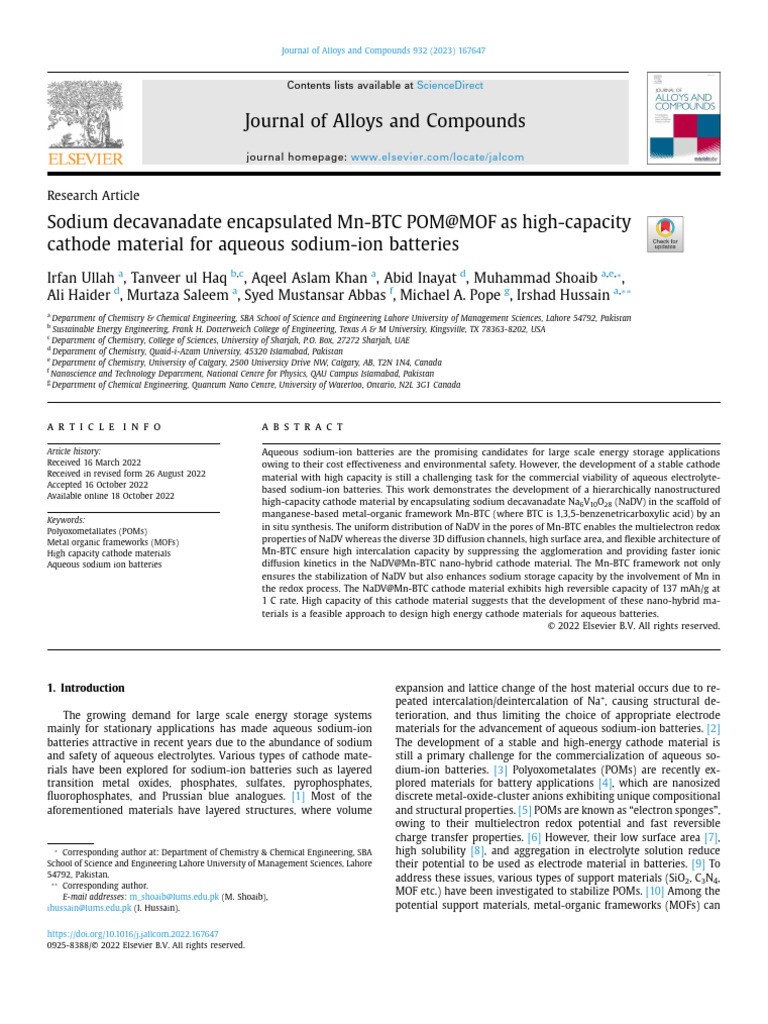 DR Irshad Batry Article | PDF | Lithium Ion Battery | Electrochemistry