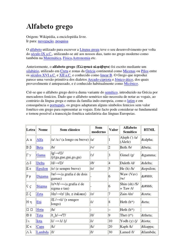 Alfabeto Grego | PDF | Alfabeto Grego | Grego (idioma), image size:768x1024