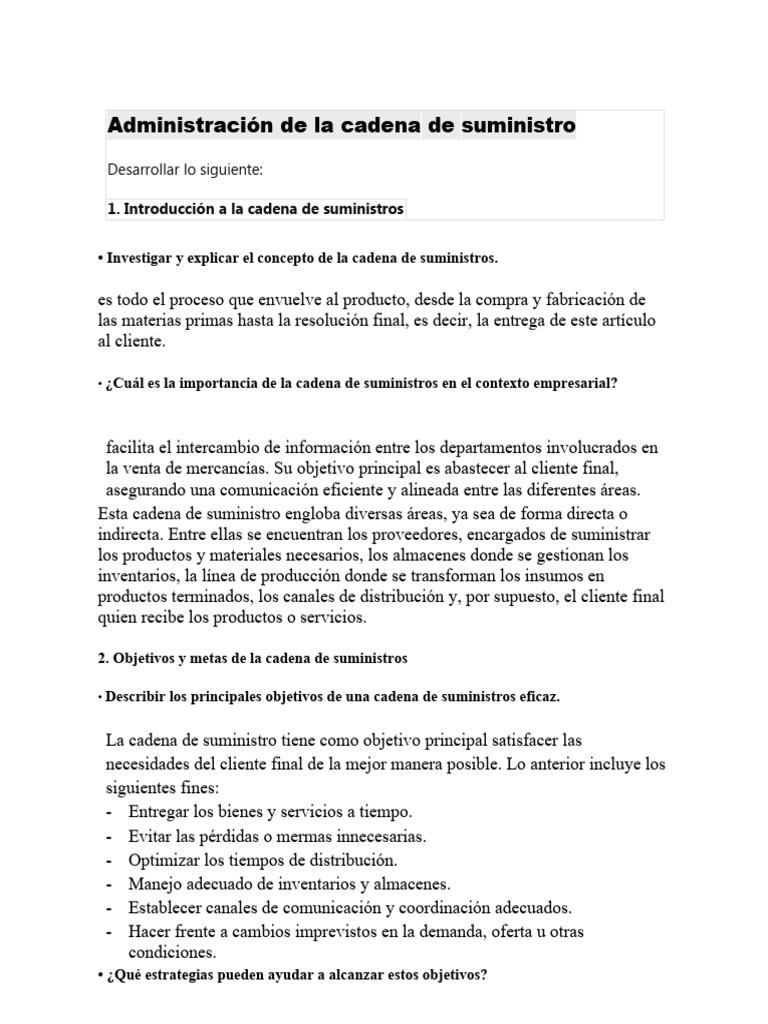 Gestión Eficaz de la Cadena de Suministro | PDF | Cadena de suministro ...