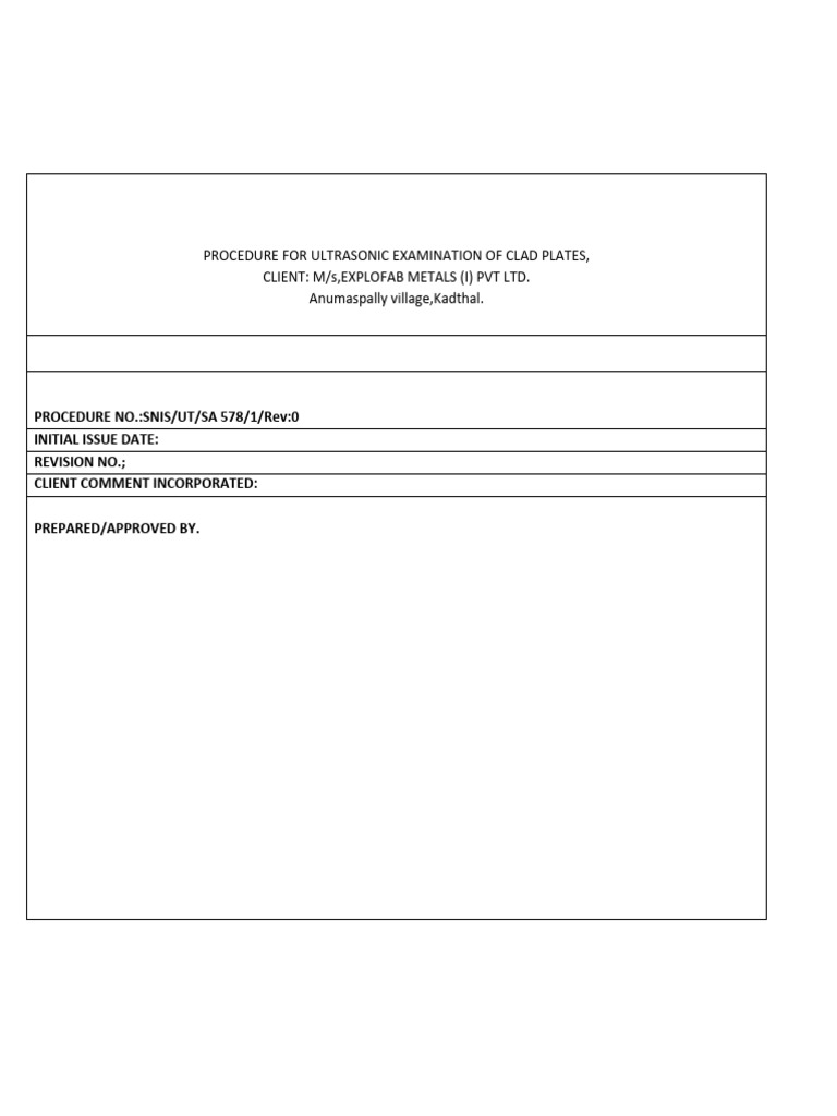 Ultrasonic Testing Procedure for Clad Plates | PDF | Nondestructive ...