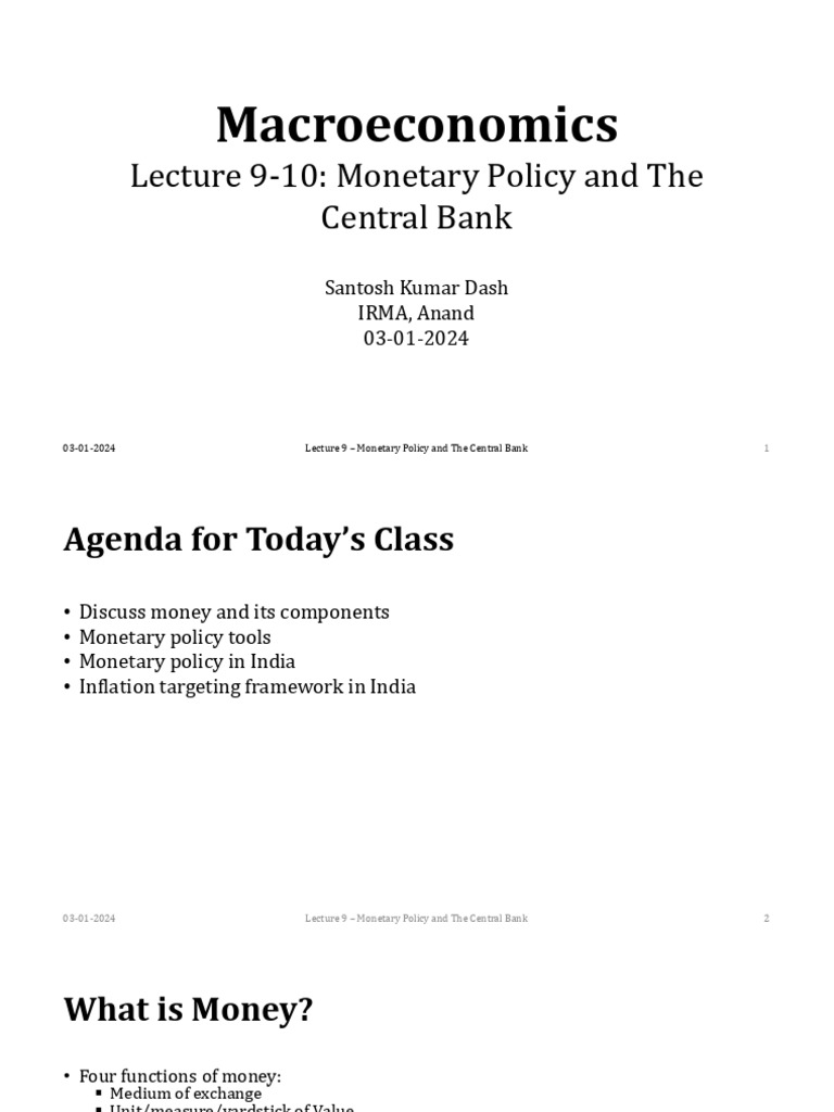 Lec9-10-Monetary Policy and The Central Bank | PDF | Monetary Policy ...