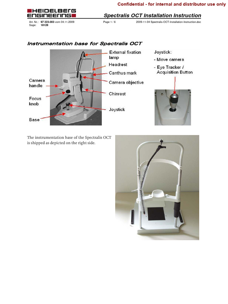 Heidelberg Spectralis OCT - Installation Manual | PDF | Gear ...