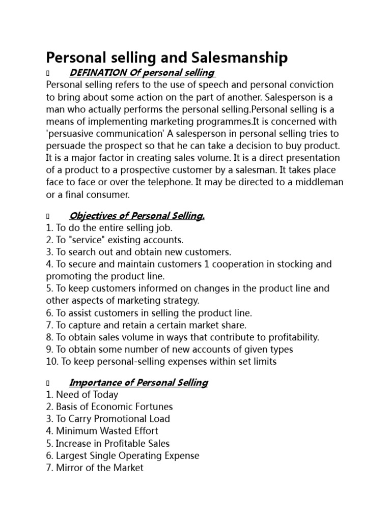 Essentials of Personal Selling Techniques | PDF | Sales | Business