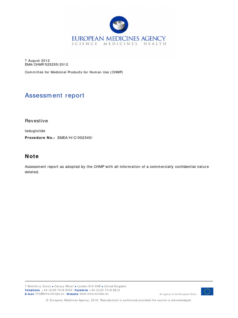 Revestive (Teduglutide) Assessment Report | PDF | Pharmaceutical ...