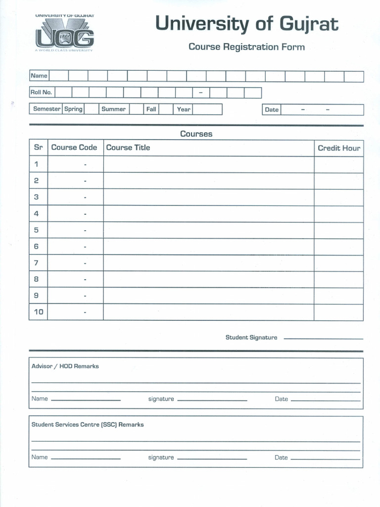 Course Registration Form | PDF