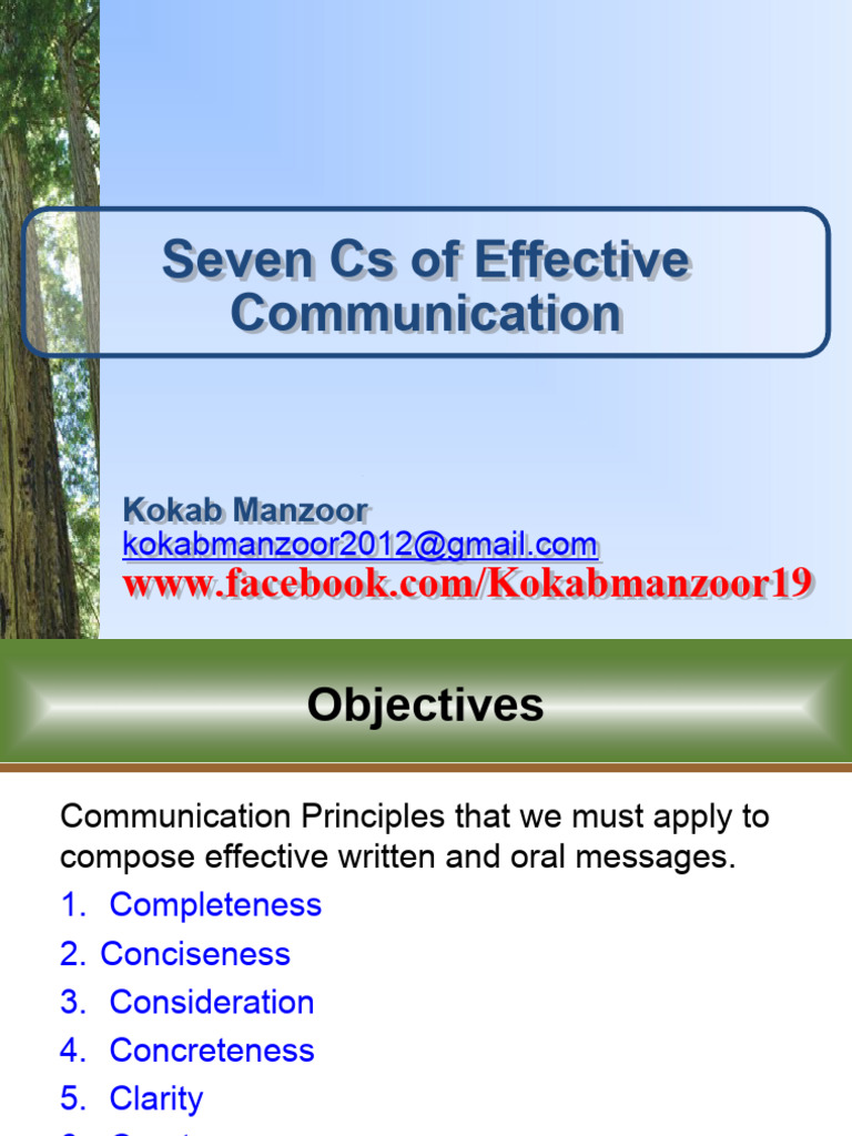 Chap 4 7C's of Effective Communication | PDF | Communication | Sentence ...
