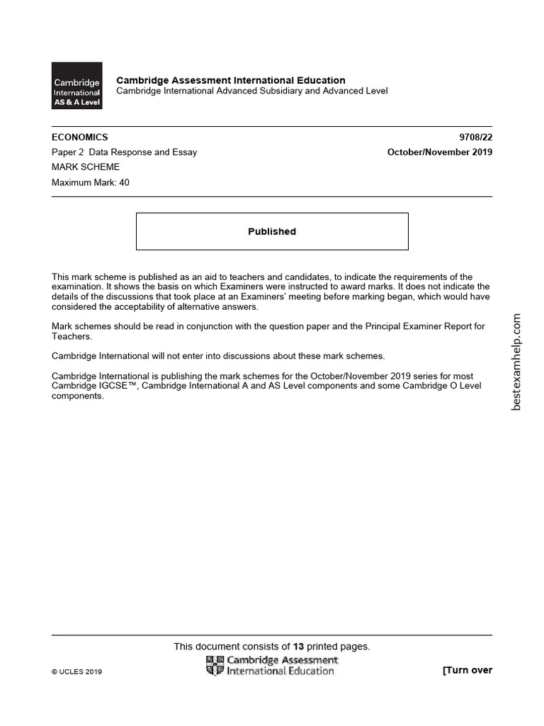 Cambridge assessment international education economics 9708 22 october