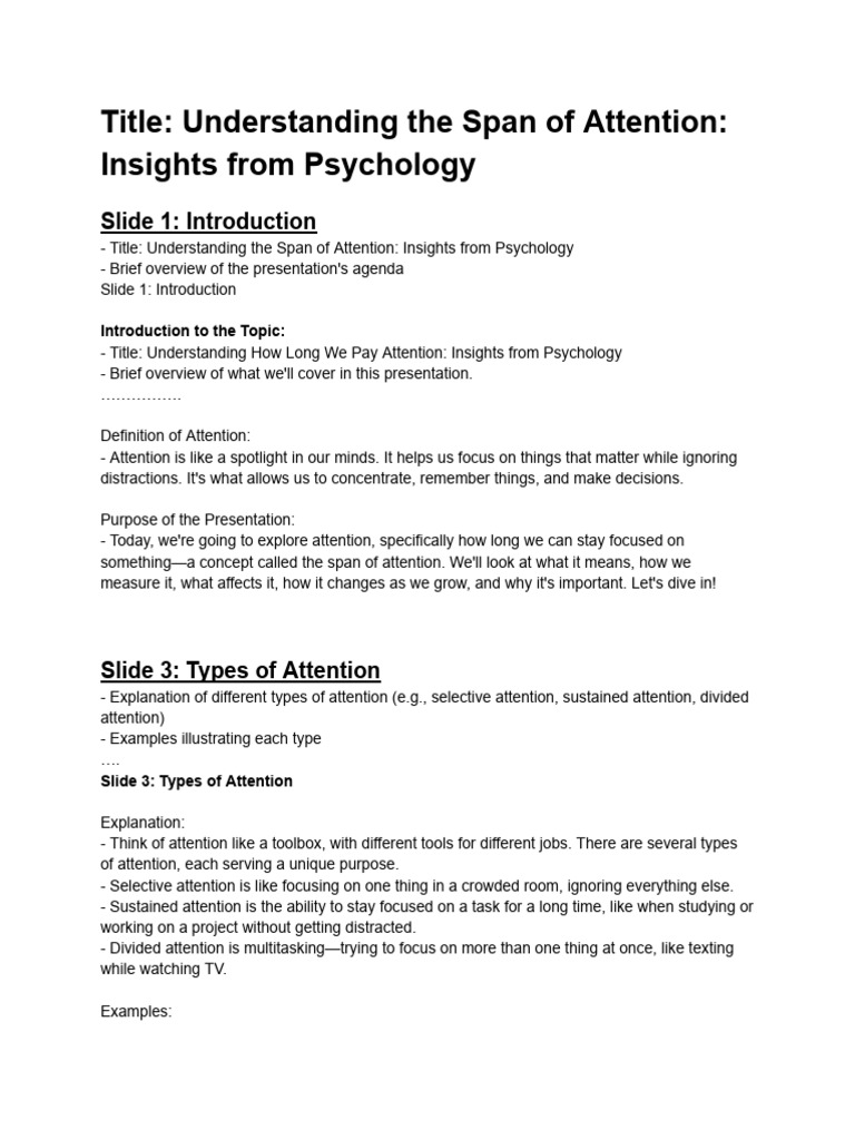 Attention Span Psychology