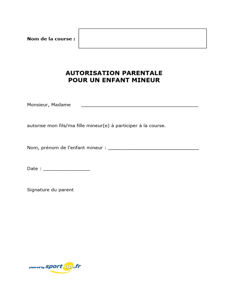 Autorisation parentale pour course mineur | PDF | Affaires | Droit